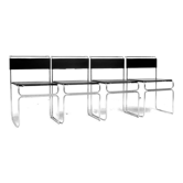 4 Chairs by Giovanni Carini for Planula in Steel and Leather, Italy 1970's