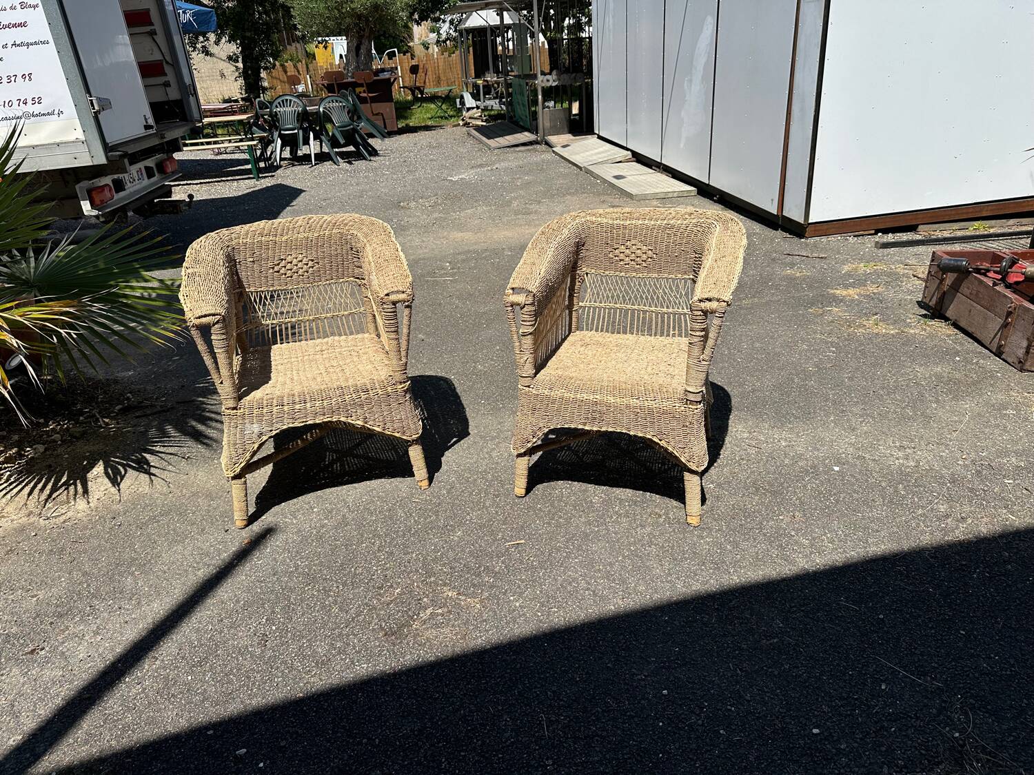 Pair of wicker armchairs