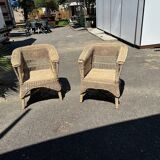 Pair of wicker armchairs