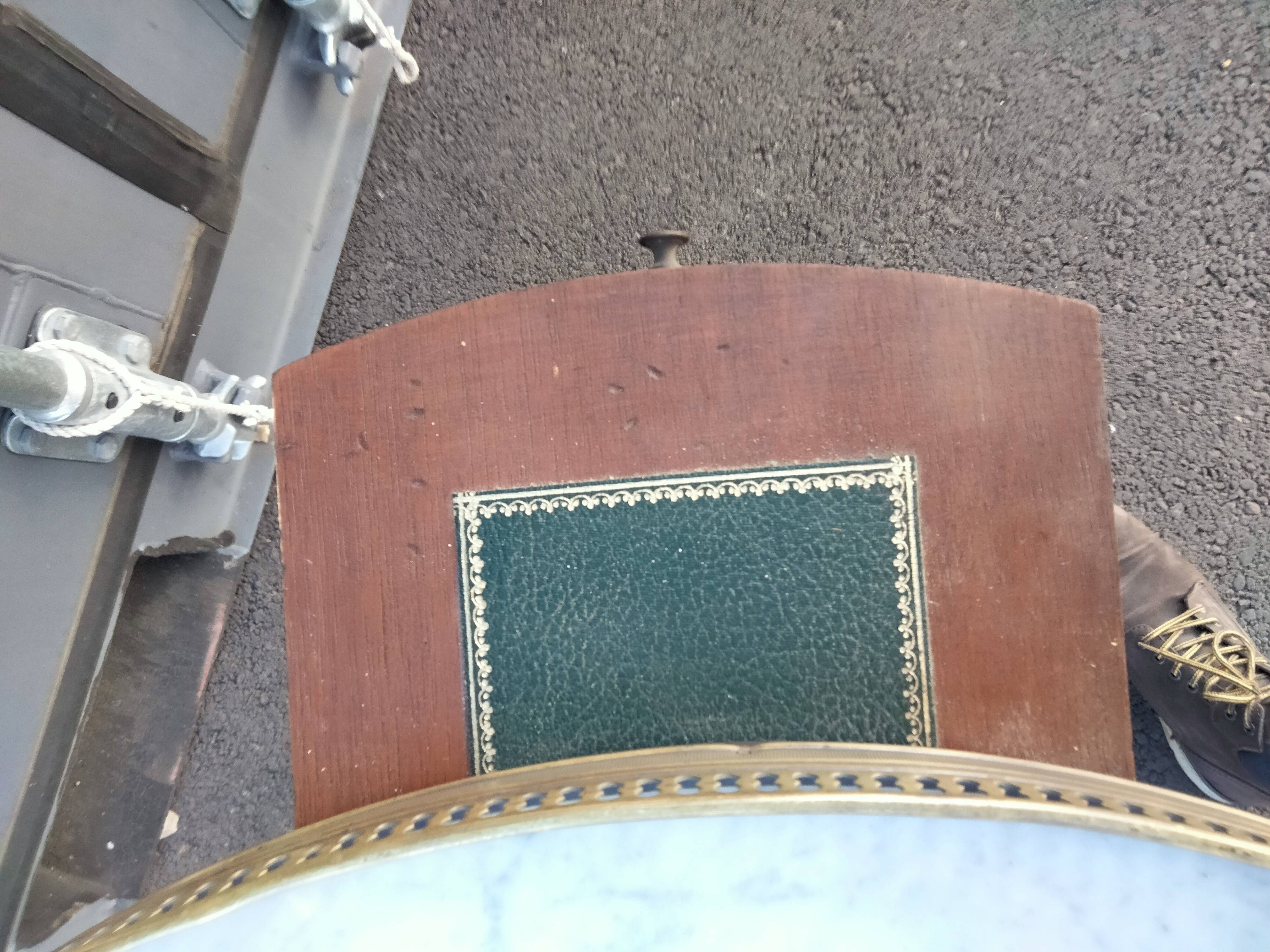 High table old hot water bottle Louis XVI style marble top
