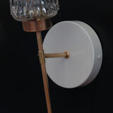 Paire d'appliques murales flambeau torche tulipe verre moulé transparent