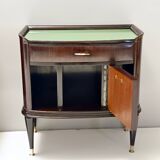 Pair of Walnut, Beech and Glass Nightstands in the Style of Tomaso Buzzi, Italy