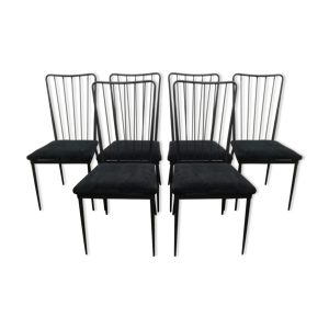 chaises colette gueden 1950 metal laquées noires