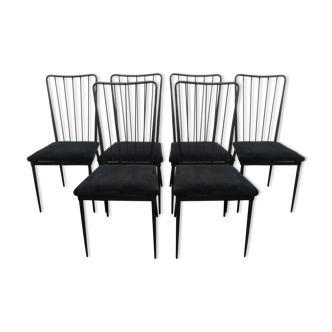 Colette Gueden for Primavera 1950 black laque metal chairs