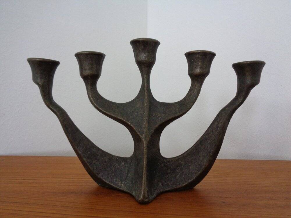 Brutalist Bronze Candleholder by Michael Harjes, 1960s
