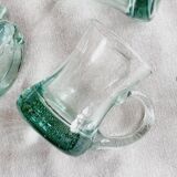 Set of 6 handle glasses and 1 puffed glass jug