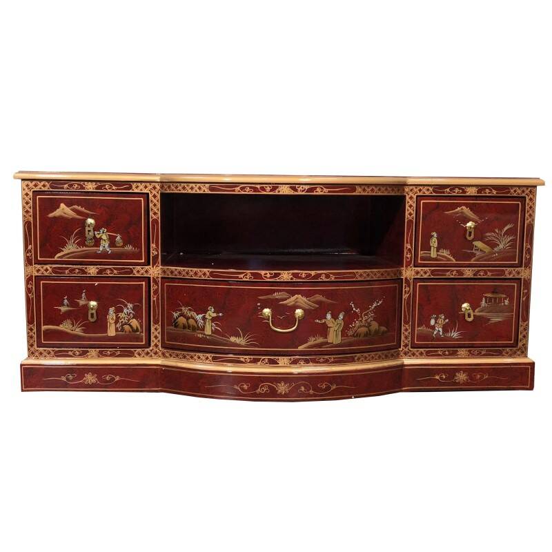 Dark red Chinese TV cabinet 122 cm
