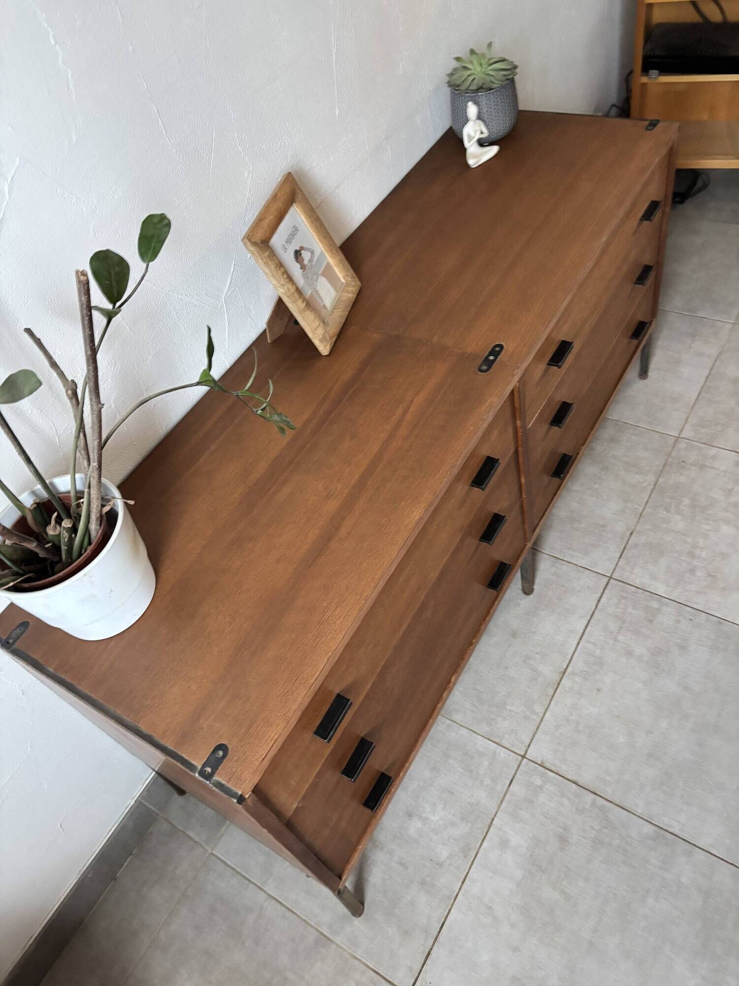 Vintage Scandinavian teak sideboard – 6 drawers – 1960s