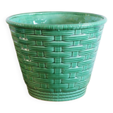 Grand cache pot vert Sarreguemines années 1960