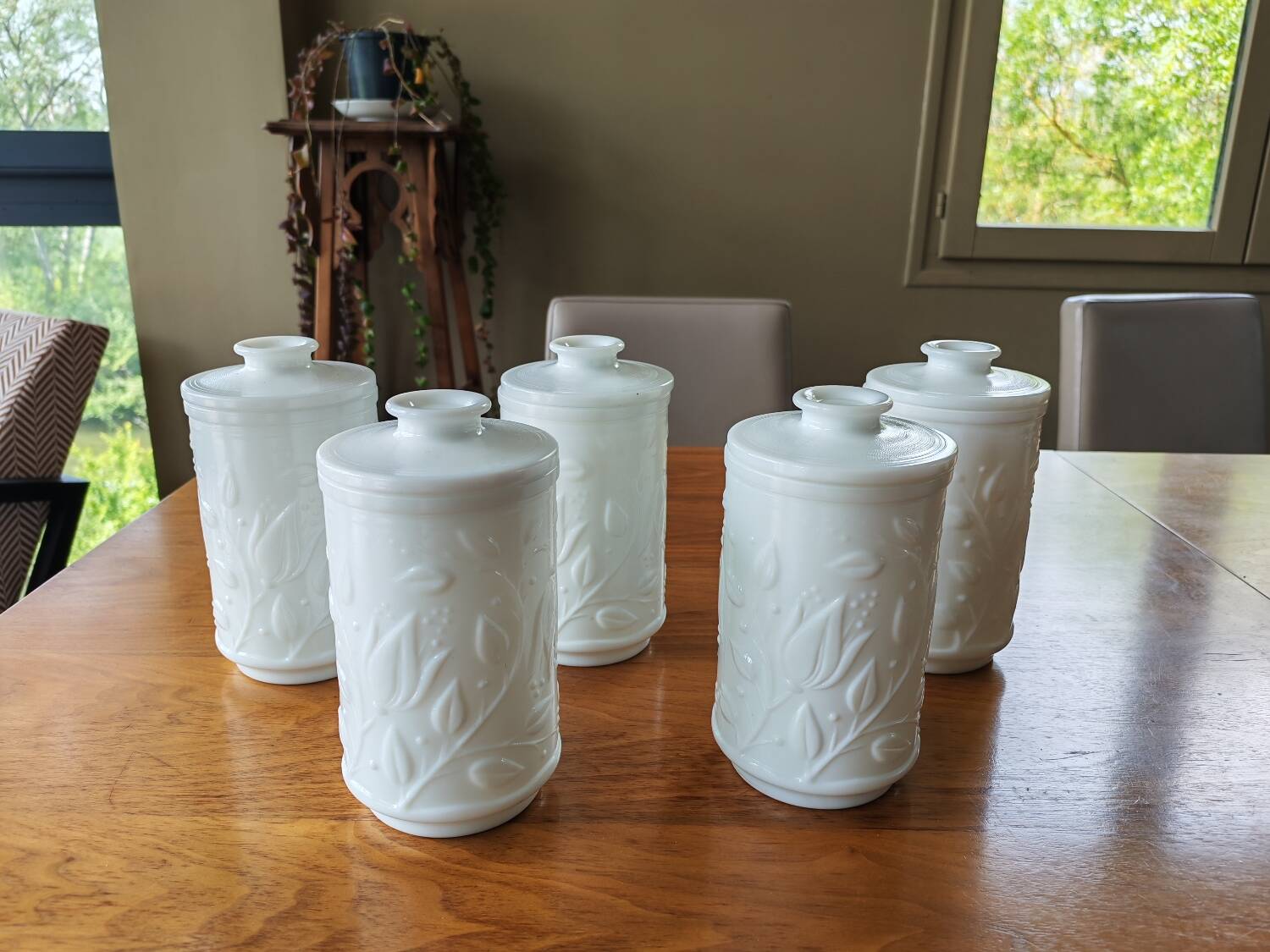 Lot de 5 pots d'apothicaire vintages
