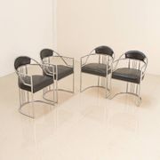 4 chaises italiennes en cuir imitation crocodile 80's
