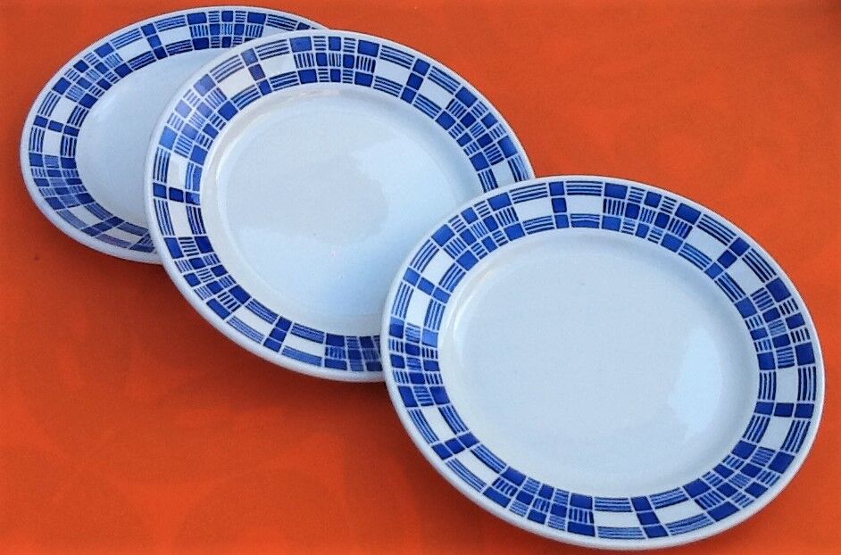 Suite de 6 assiettes plates Art Déco des années 30-40  F.B (Badonviller Fenal Frères)