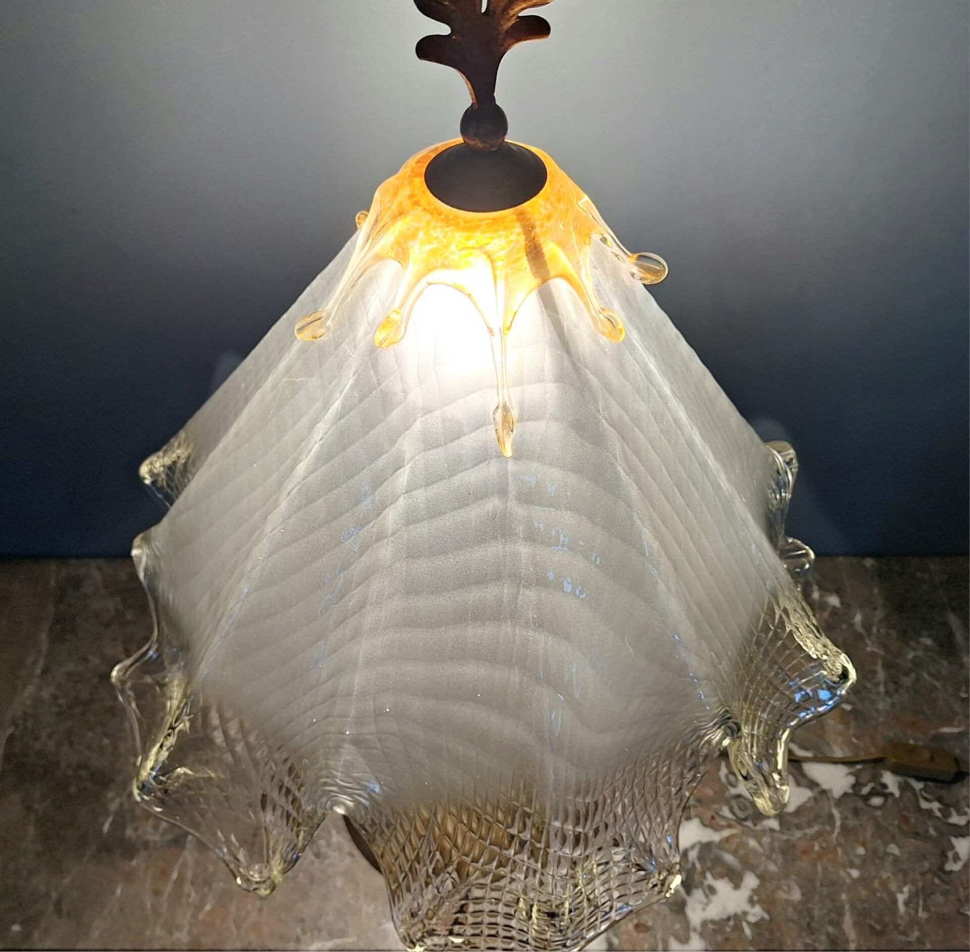 Large vintage Murano lamp, antique design light fixture.