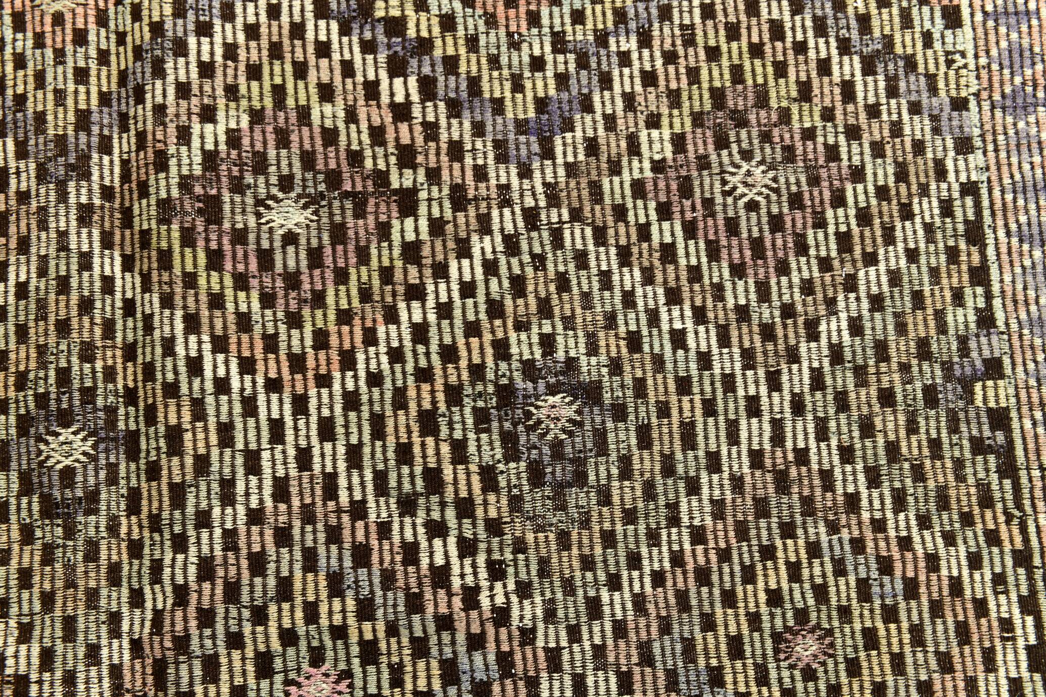 6x9 Yellow Brown Vintage Kilim Rug 199x264Cm