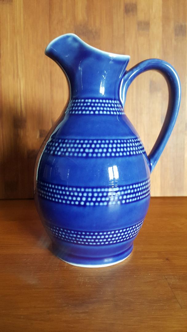 Vintage pitcher blue pattern blue peas 75cl