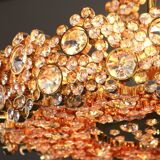 Golden brass chandelier with crystal glass inlays by Palwa, Germany, 1970s.