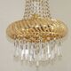 Vintage Gold Metal 5-Light Chandelier – Crystal Beads & Glass Prisms
