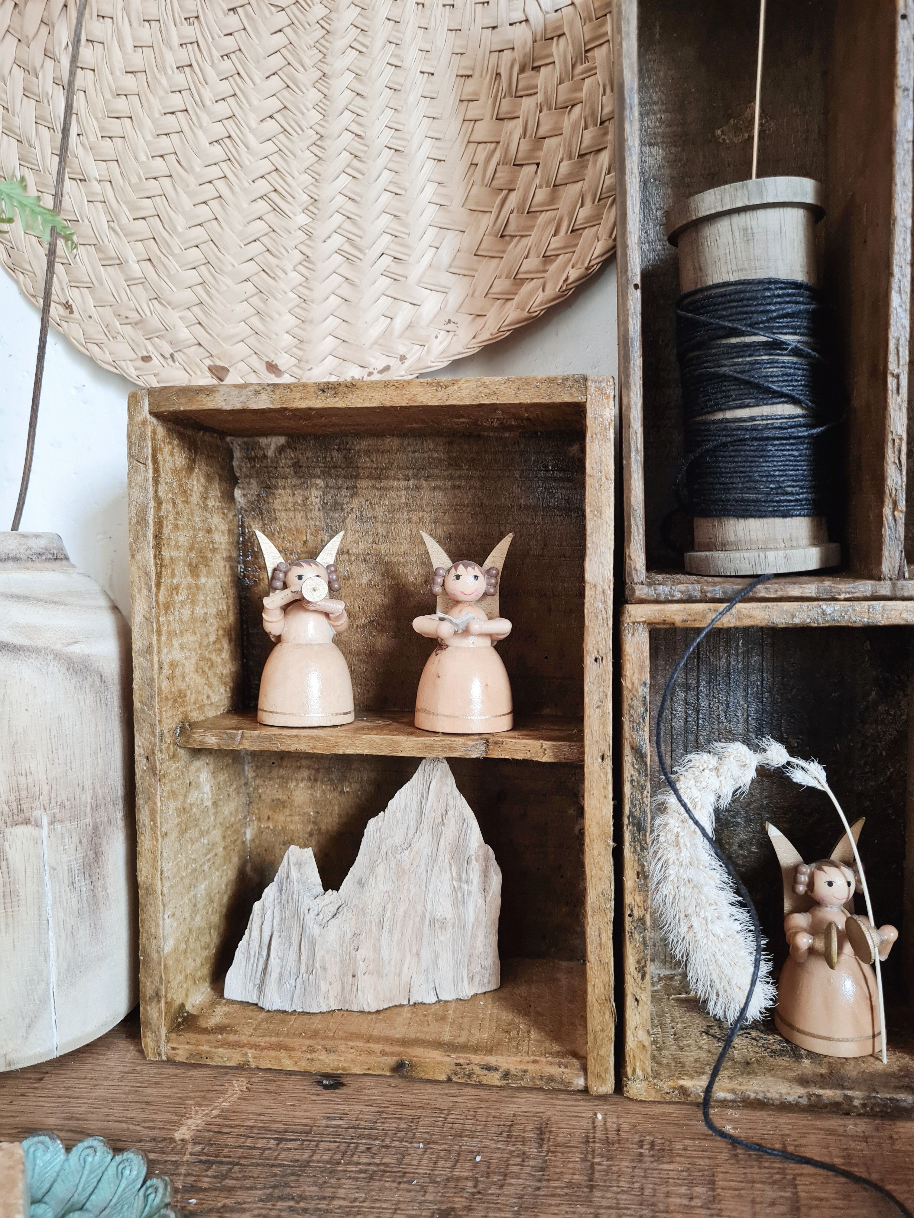 Old trio wooden workshop lockers
