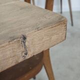 Large 19th century elm monastery table with solid top