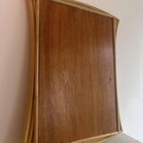 Vintage flared mirror, rattan, France 1970