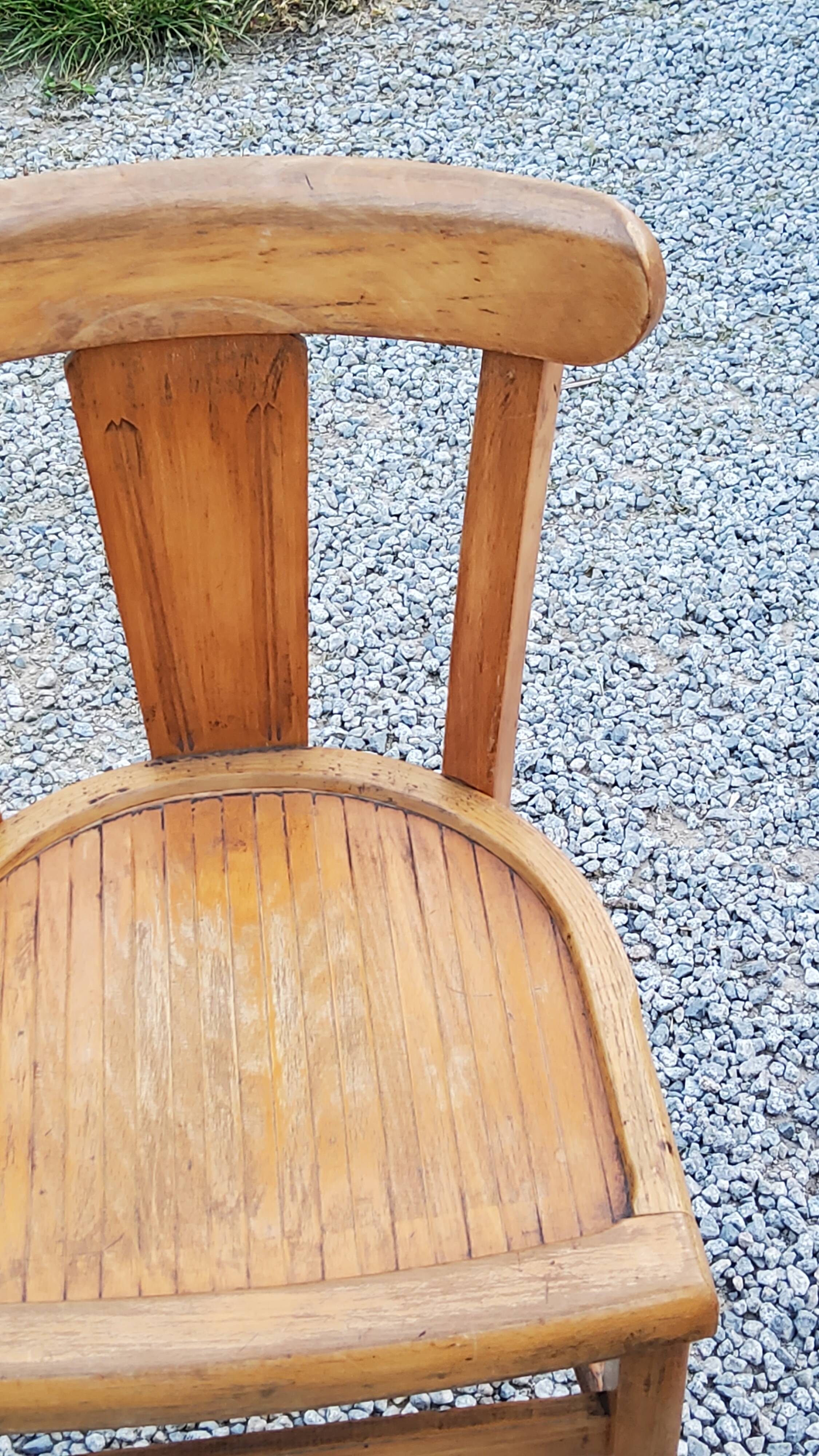 Set of 4 bistro chairs in beech and blond oak from the 50s