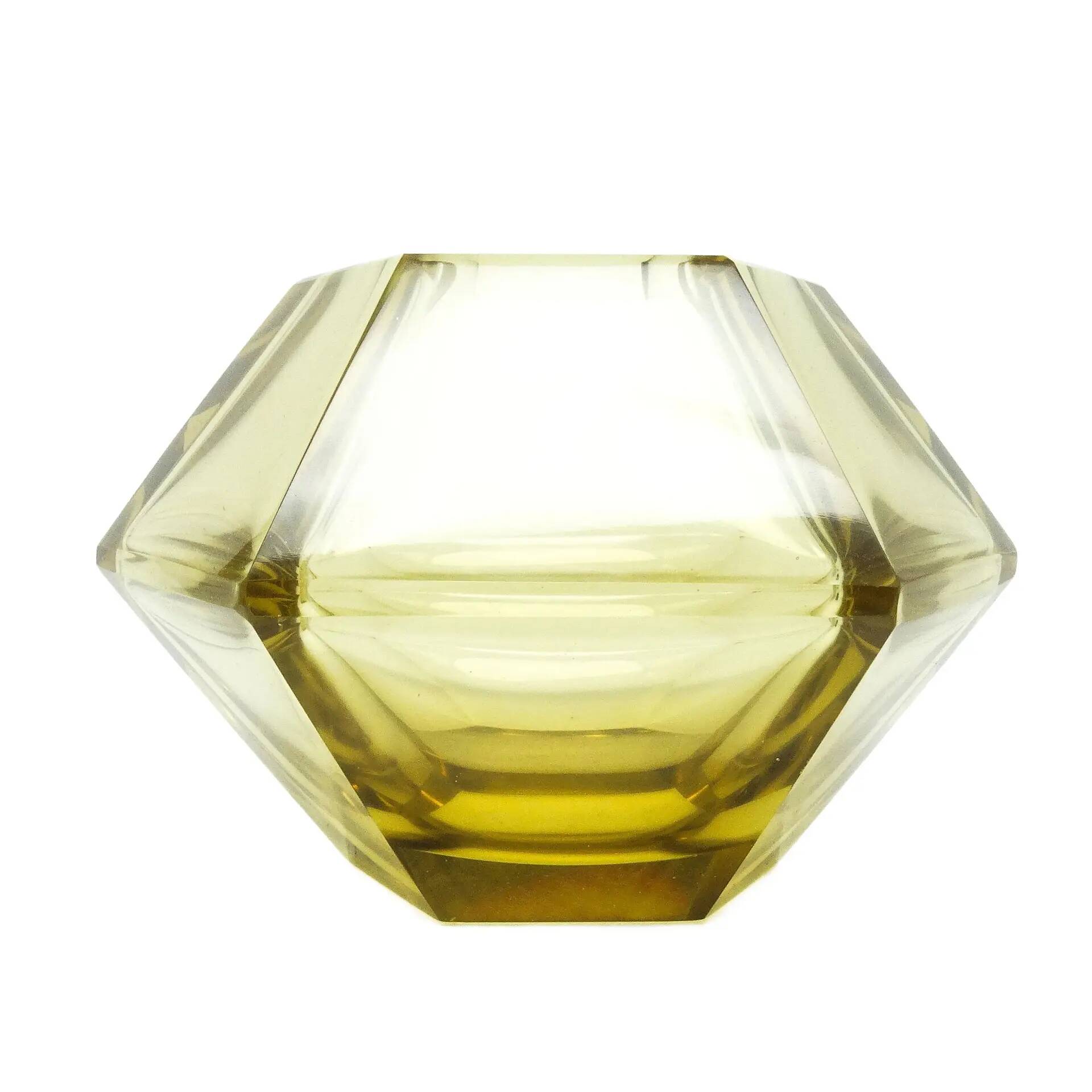 Art Deco vase, citrine crystal, designed by R. Hlousek, Moser, Czechoslovakia, 1930s