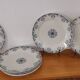 6 Flat plates in blue/green iron clay model “Mignon”, H & Cie Sarreguemines