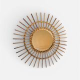 Rattan and wicker sun mirror