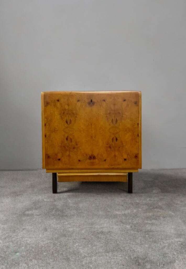 Vintage Czech Burr Walnut Bar Cabinet 1950s