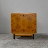 Vintage Czech Burr Walnut Bar Cabinet 1950s