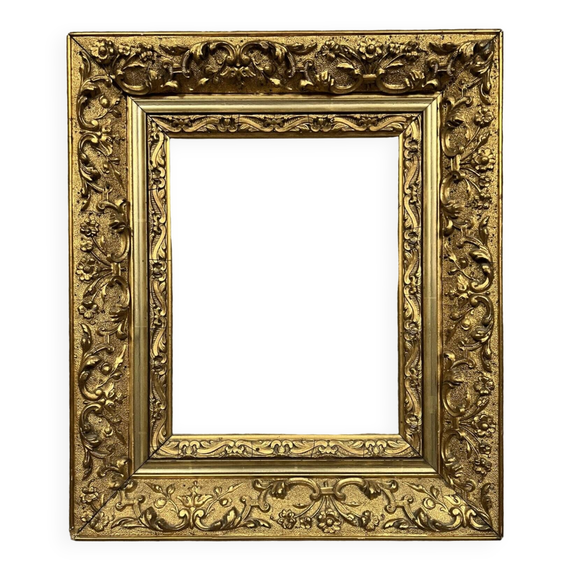 Gilded wood frame decorated with a frieze of foliage, Napoleon III period circa 1880