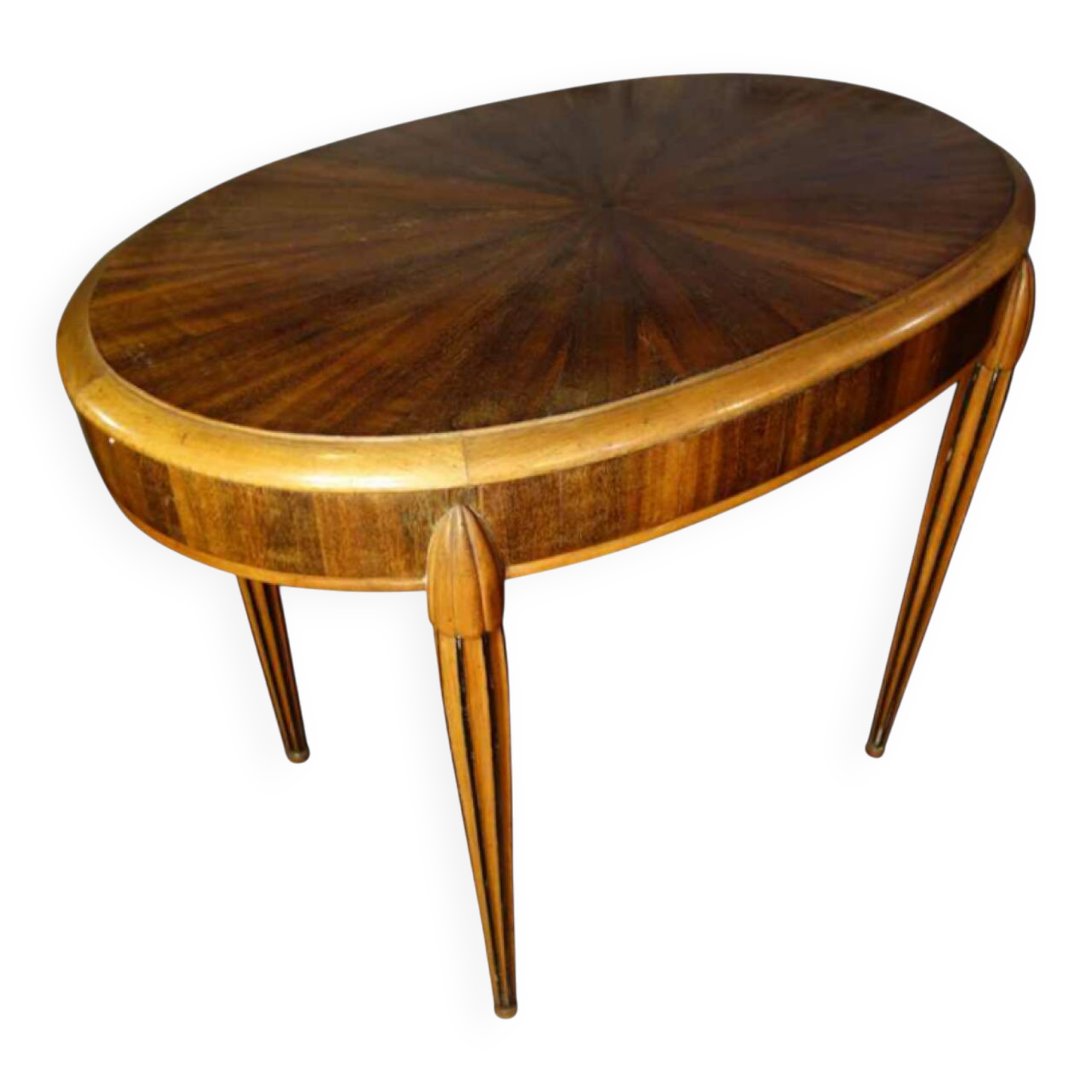 Oval Art Deco side table inlaid with a star, Sue & Mare style, circa