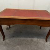 Louis XV Style Desk - Cherry Wood - Red Leather Top - with Extensions