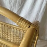 Vintage wicker and bamboo magazine rack