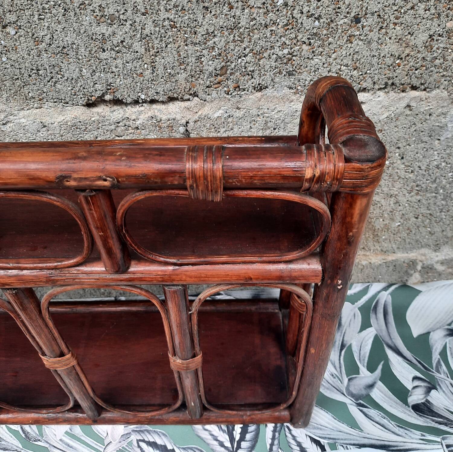 Vintage bamboo wall shelf