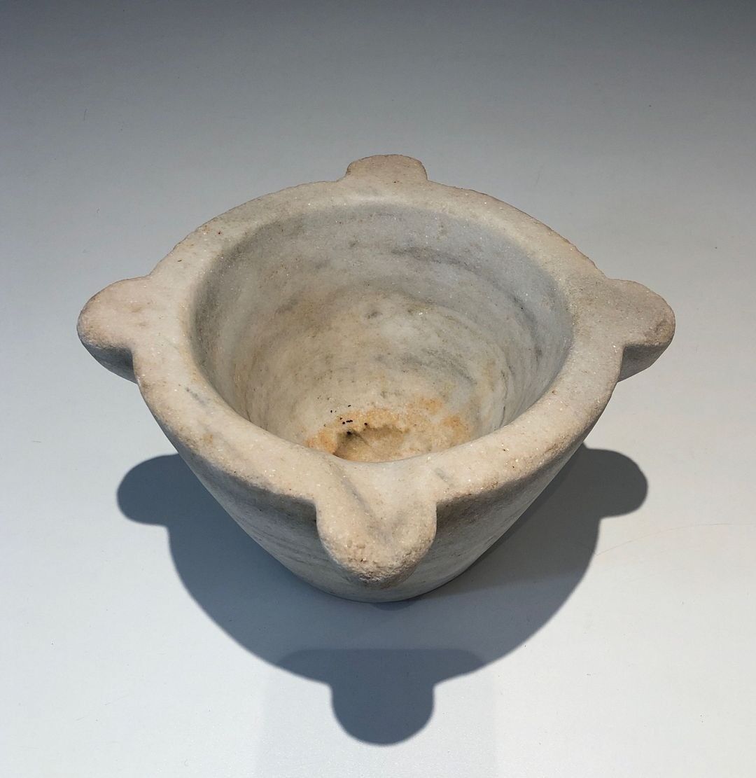 White Marble Mortar with Fluting, 18th Century