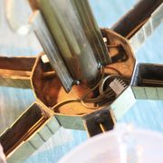 art deco suspension, 6-light Ezan glass globe chandelier, art deco bronze chandelier