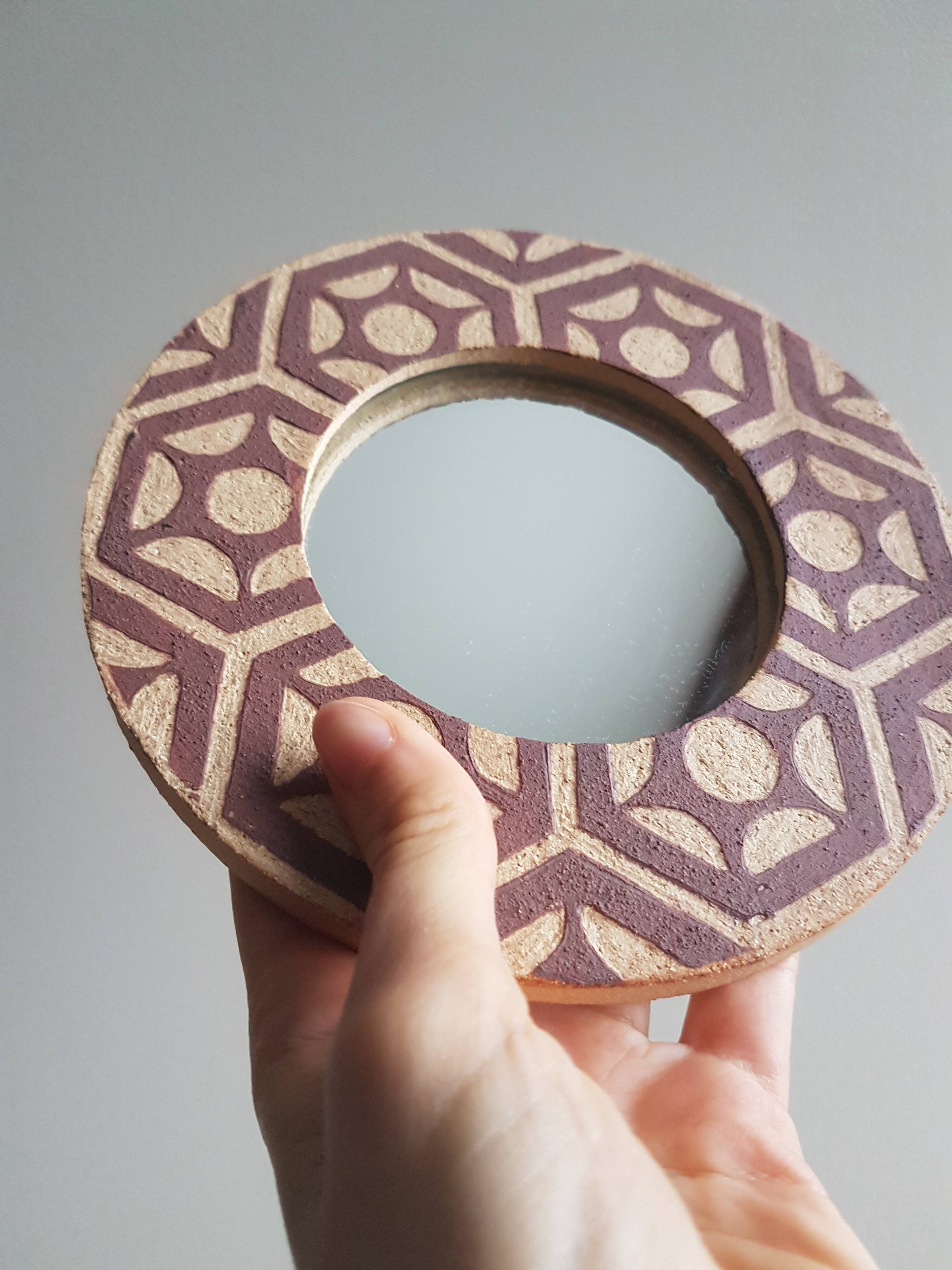 Sgraffito decorative mirror