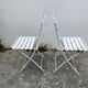 Pair of 80s folding garden chairs in white metal