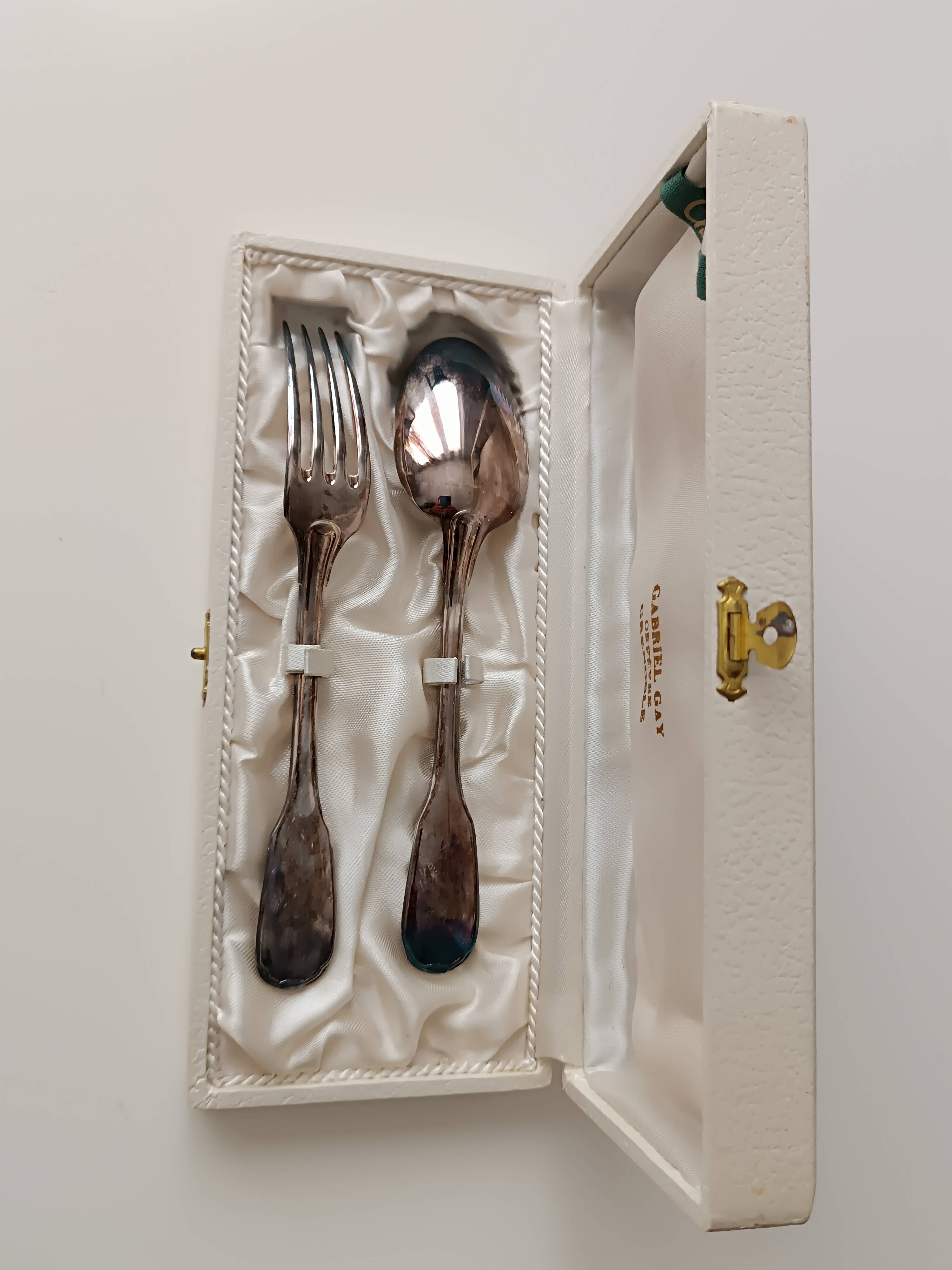 Christofle birth cutlery silver-plated box