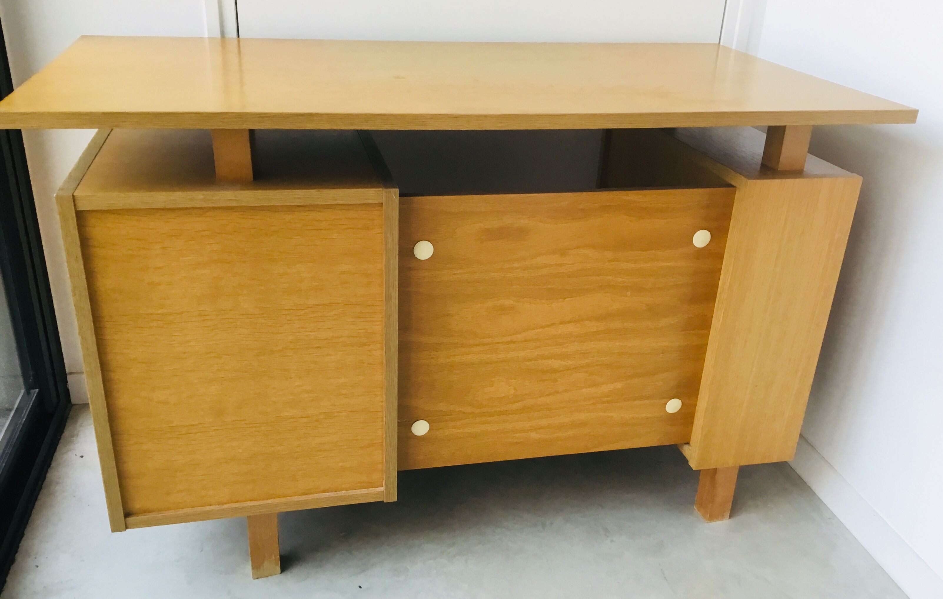 Vintage desk with drawers and side shelves - 1960