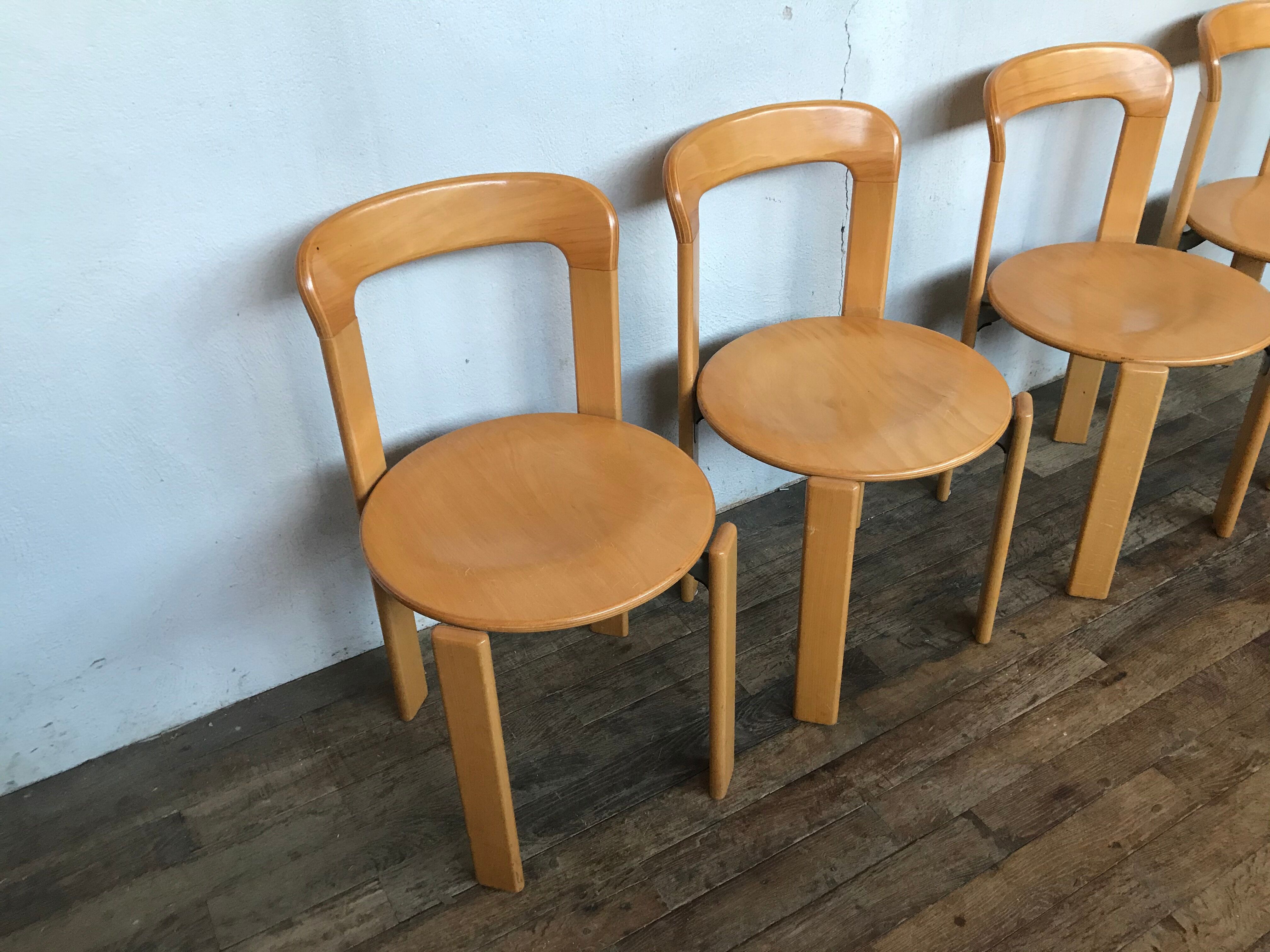 Series of 4 chairs model 3300 designer Bruno Rey design Kusch - co 1970 vintage