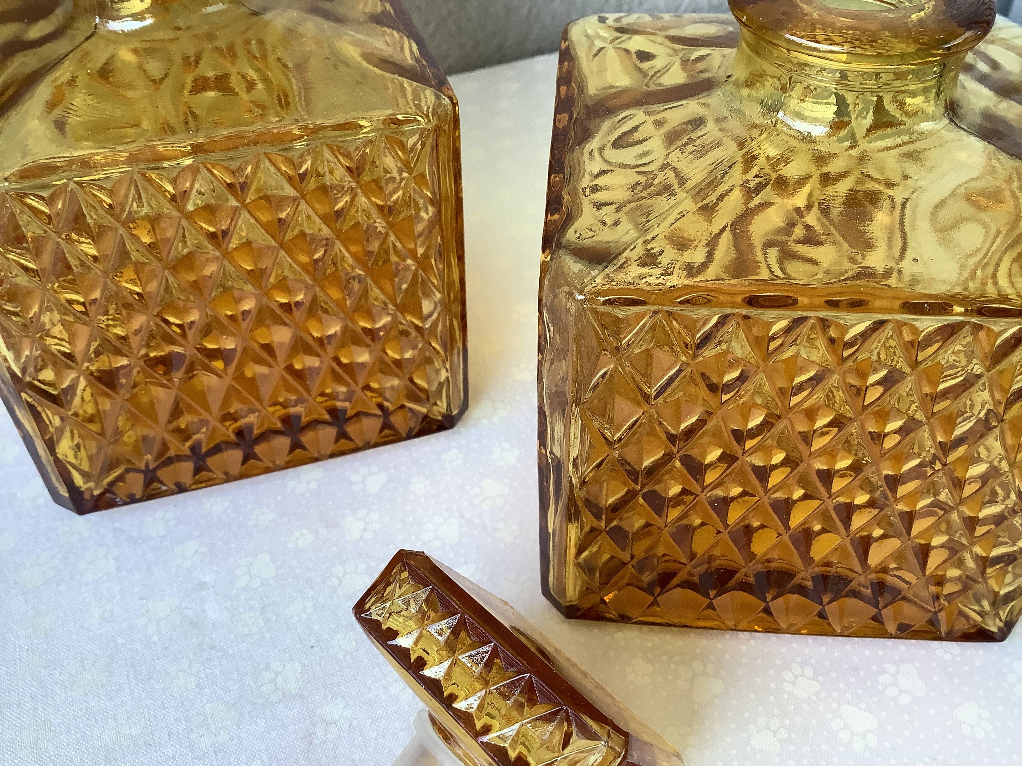 Amber glass carafes Japanese 1970s - Tislo "PASSED J.G.I.A"