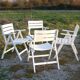 Four vintage wooden garden armchairs from the 1950s