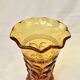 Art Deco Iridescent Amber Glass Vase with Floral Motif - Amber Yellow Glass Vase