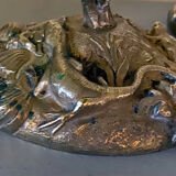 Pair of candlesticks with naturalistic decorations (gothic art nouveau) snake, salamander