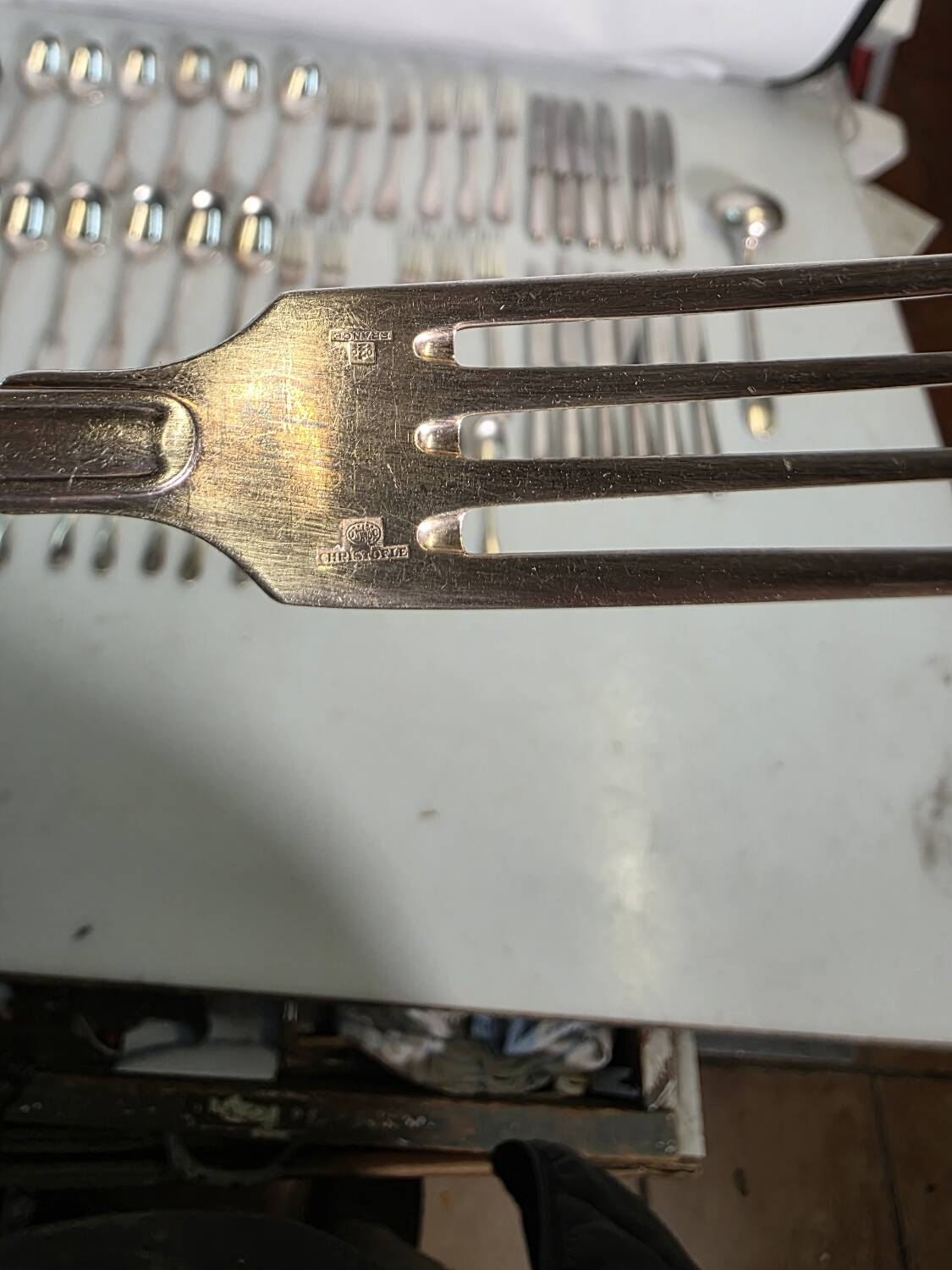Christofle silver-plated cutlery set, 49 pieces with case.