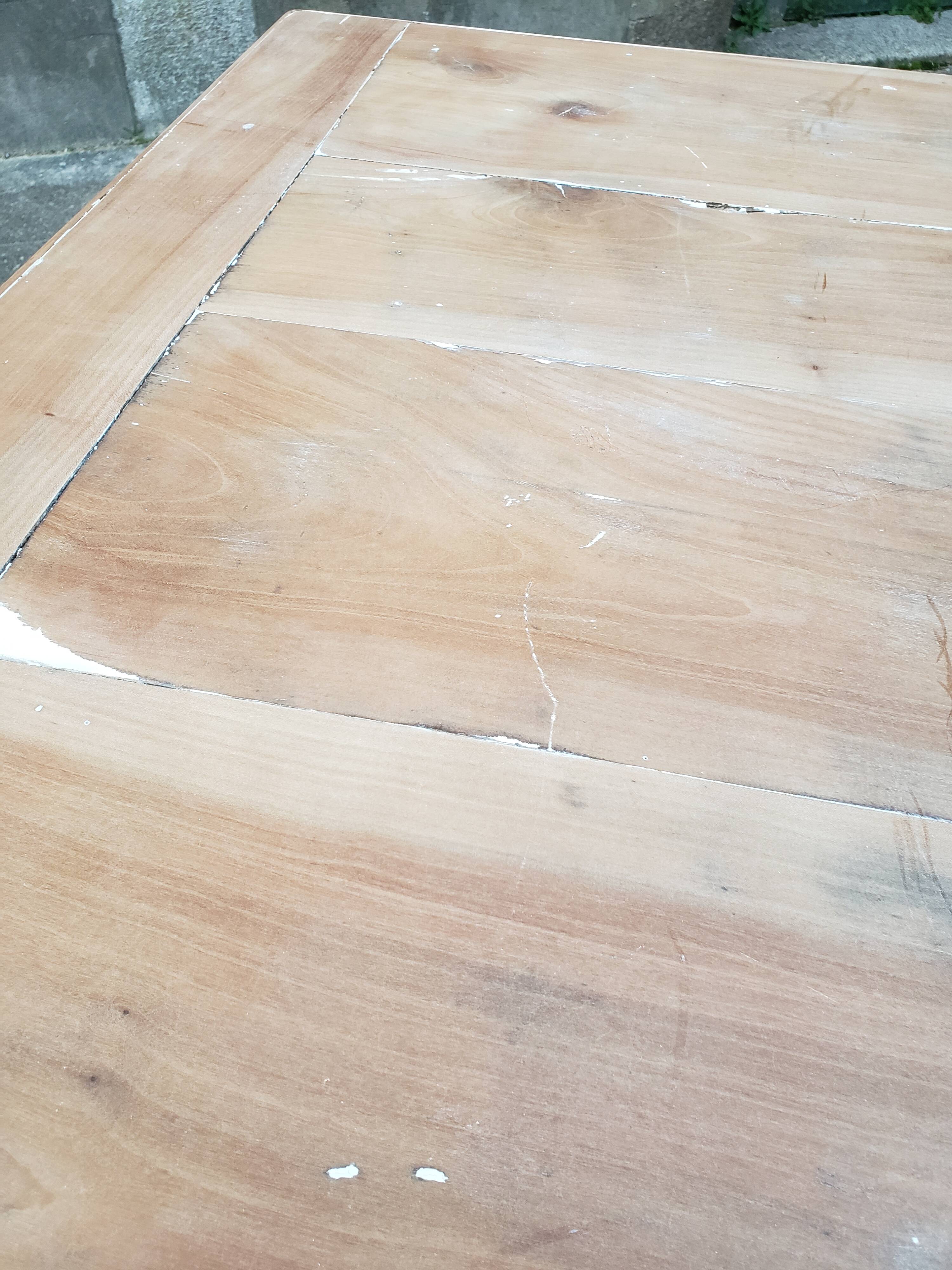 Old patina farm table turned feet