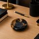 Vintage round ashtray in Italian black and gold Portoro marble.