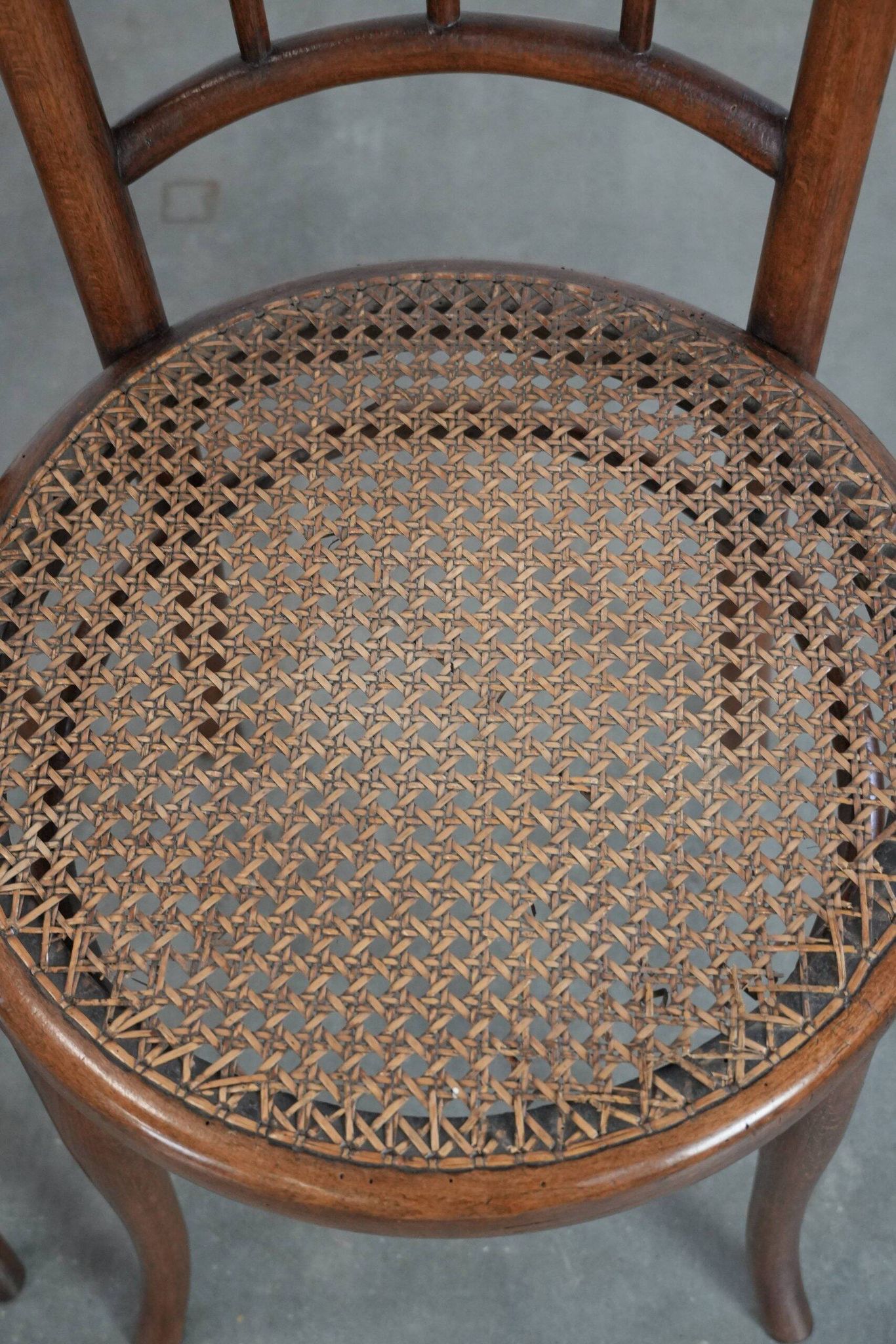 Set of 4 vintage bistro chairs Jacob & Josef Kohn Wien with a wicker seat